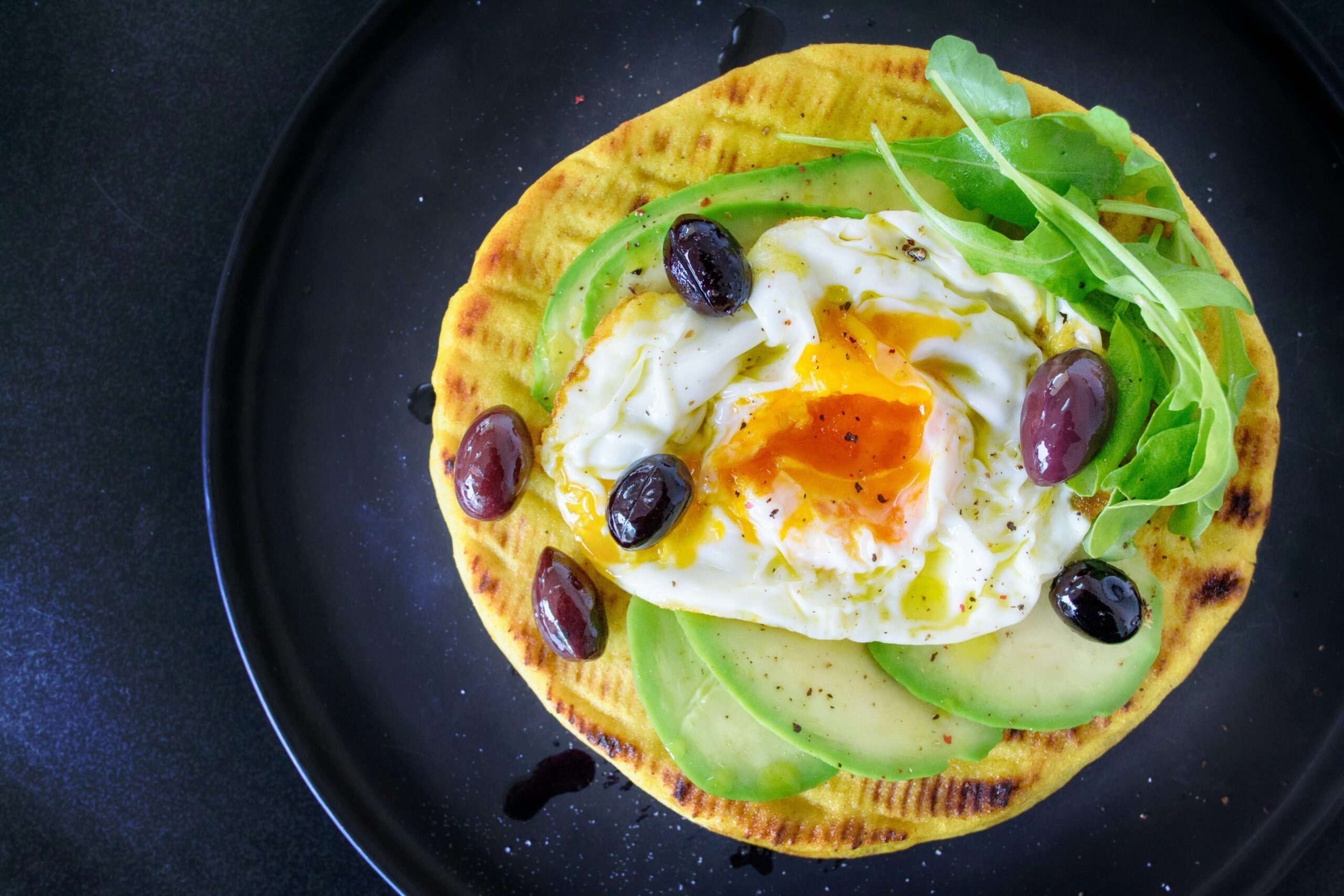 Avocado and Egg on Grilled Polenta