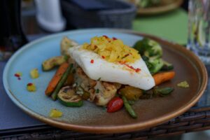 Grilled Cod with Roasted Vegetable