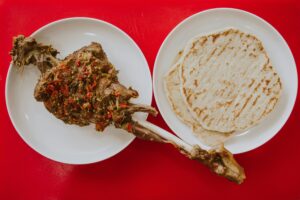 Grilled Pita Bread with Hummus and Falafel