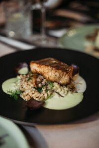 Pan-Seared Salmon with Mushroom Risotto